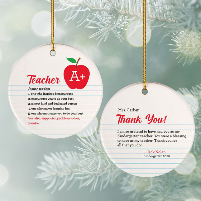 keepsake personalized a+ teacher christmas ornament – Christmas ornament, holiday tree decoration or gift