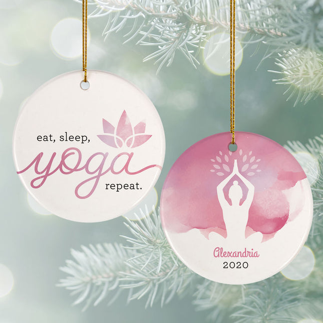custom personalized yoga christmas ornament – Christmas ornament, holiday tree decoration or gift