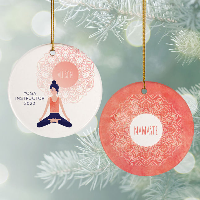holiday personalized yoga christmas ornament – Christmas ornament, holiday tree decoration or gift