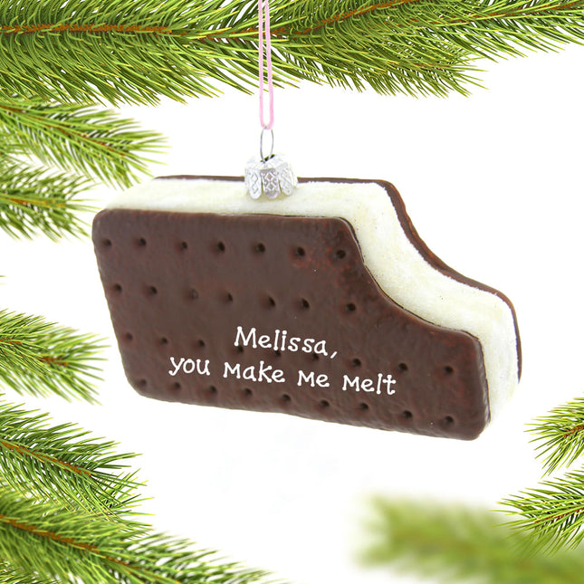 custom personalized ice cream sandwich ornament – Christmas ornament, holiday tree decoration or gift