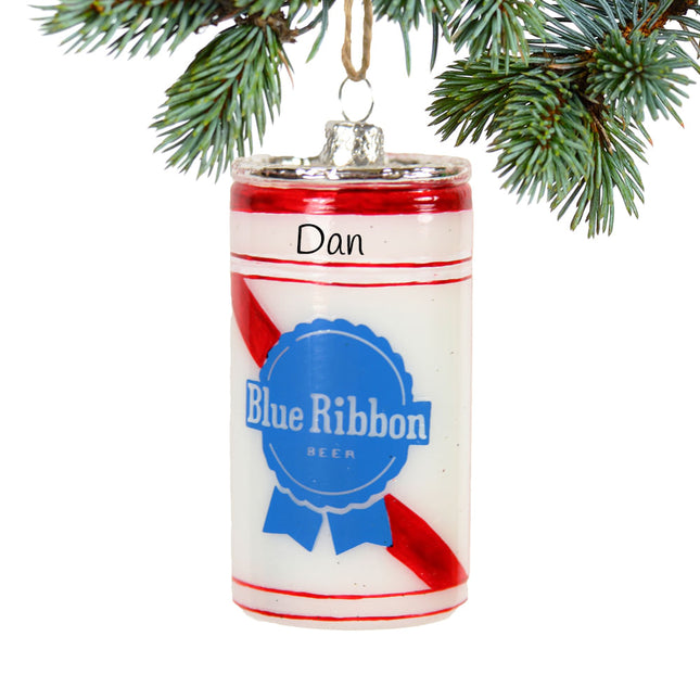 decorative personalized blue ribbon beer can christmas ornament – Christmas ornament, holiday tree decoration or gift