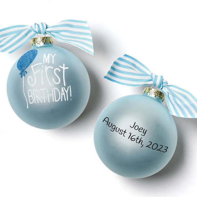 decorative personalized my first birthday blue christmas ornament – Christmas ornament, holiday tree decoration or gift