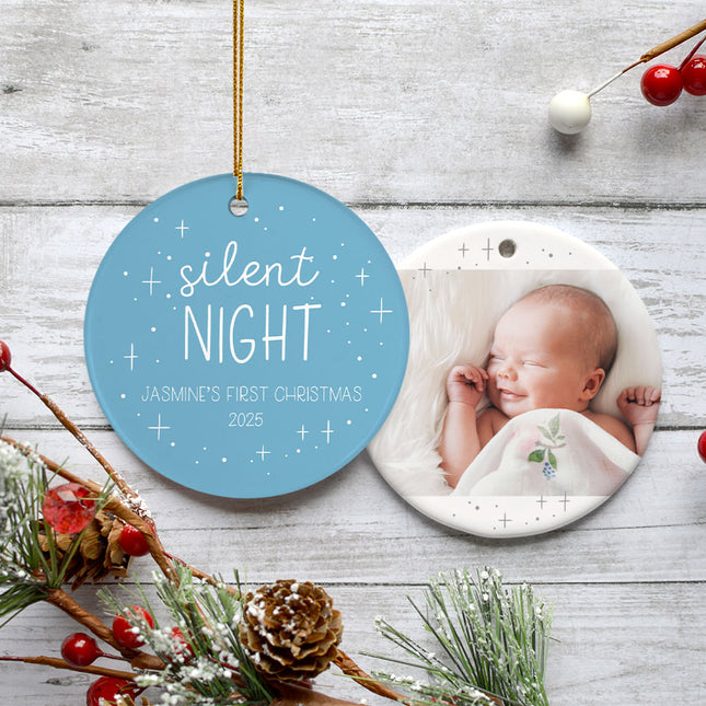 engraved personalized silent night christmas ornament – Christmas ornament, holiday tree decoration or gift