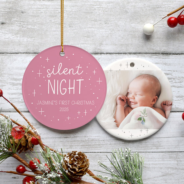 custom personalized silent night christmas ornament – Christmas ornament, holiday tree decoration or gift