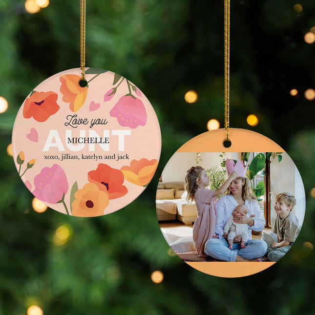 engraved personalized love you aunt christmas ornament – Christmas ornament, holiday tree decoration or gift