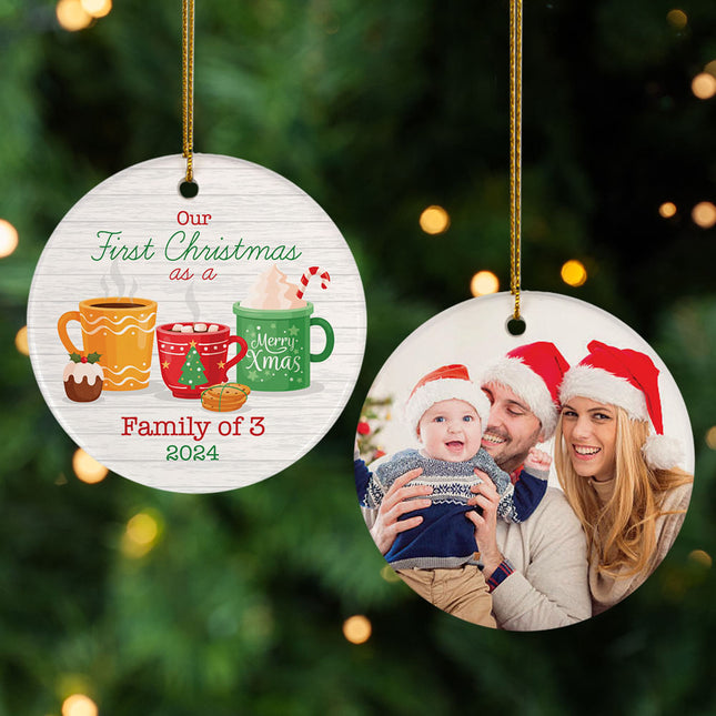 holiday personalized family of 3 christmas ornament – Christmas ornament, holiday tree decoration or gift