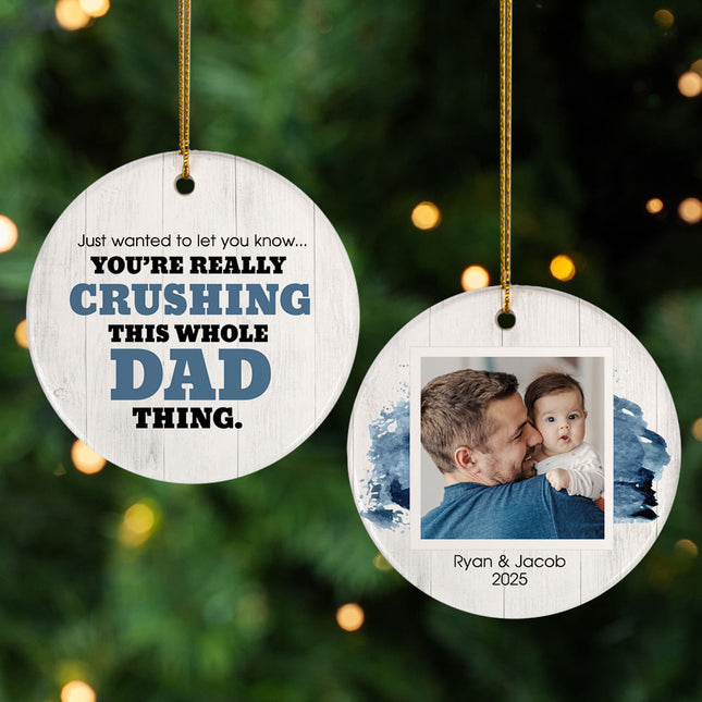 keepsake personalized dad crushing it christmas ornament – Christmas ornament, holiday tree decoration or gift