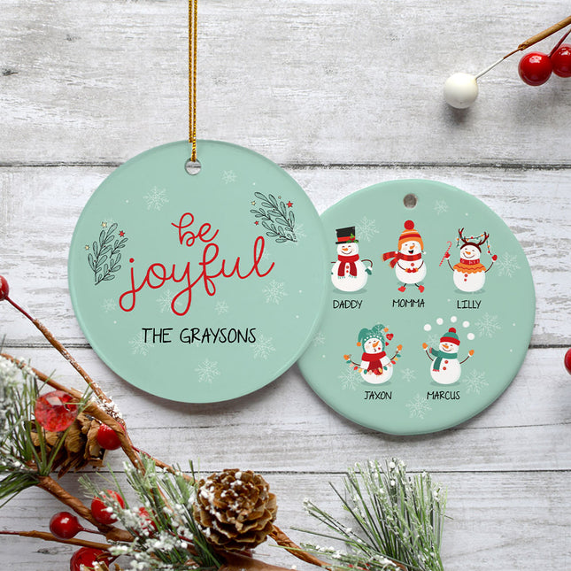 decorative personalized snowman family of 5 christmas ornament – Christmas ornament, holiday tree decoration or gift