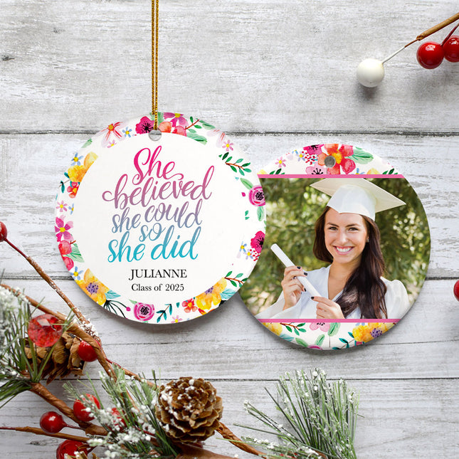 decorative personalized she believed she could christmas ornament – Christmas ornament, holiday tree decoration or gift