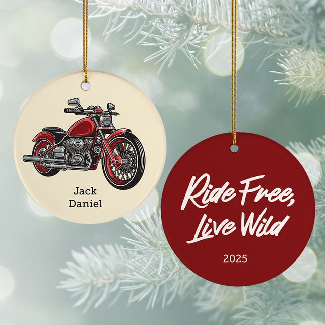 custom personalized motorcycle christmas ornament – Christmas ornament, holiday tree decoration or gift