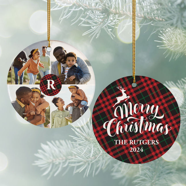 keepsake personalized plaid merry christmas ornament – Christmas ornament, holiday tree decoration or gift