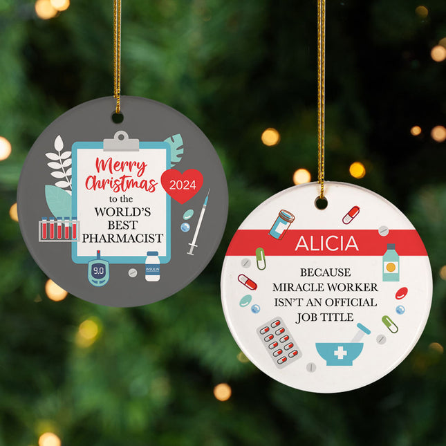 personalized personalized best pharmacist christmas ornament – Christmas ornament, holiday tree decoration or gift