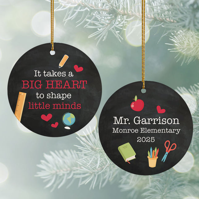 holiday personalized teachers big heart christmas ornament – Christmas ornament, holiday tree decoration or gift