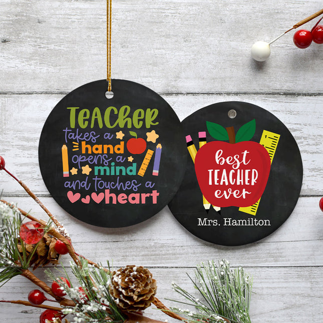 decorative personalized teacher word cloud christmas ornament – Christmas ornament, holiday tree decoration or gift