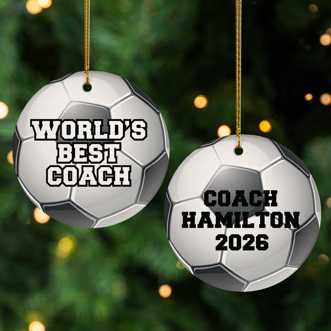 engraved personalized world?s best soccer coach christmas ornament – Christmas ornament, holiday tree decoration or gift