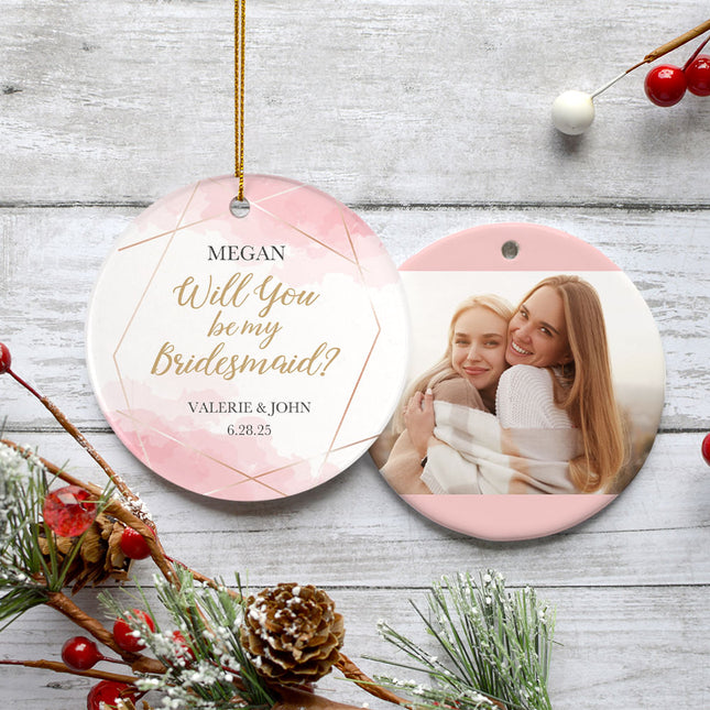 custom personalized be my bridesmaid christmas ornament – Christmas ornament, holiday tree decoration or gift