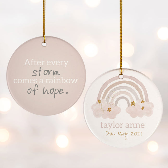 holiday personalized birth announcement monochromatic rainbow christmas ornament – Christmas ornament, holiday tree decoratio