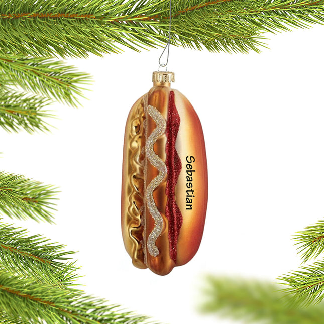 custom personalized ballpark hot dog christmas ornament – Christmas ornament, holiday tree decoration or gift