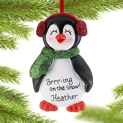 personalized personalized penguin in earmuffs girl christmas ornament – Christmas ornament, holiday tree decoration or gift