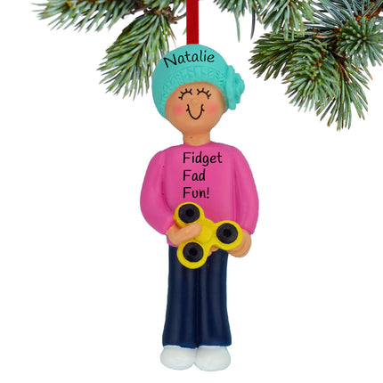 engraved personalized fidget spinner girl christmas ornament – Christmas ornament, holiday tree decoration or gift