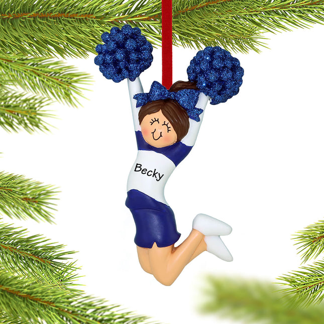 decorative personalized cheerleader blue and white uniform christmas ornament – Christmas ornament, holiday tree decoration o