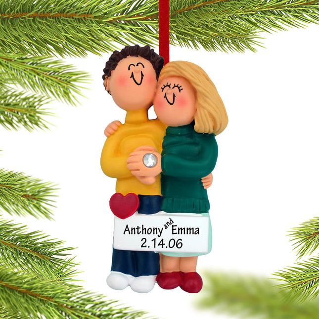 custom personalized engagement couple hugging each other christmas ornament – Christmas ornament, holiday tree decoration or