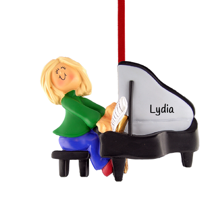 Piano Player Personalized or Female Christmas Ornament