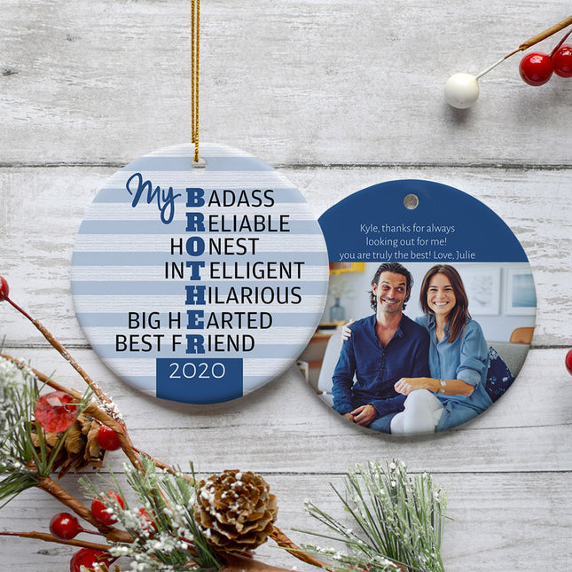 personalized personalized best brother photo christmas ornament – Christmas ornament, holiday tree decoration or gift