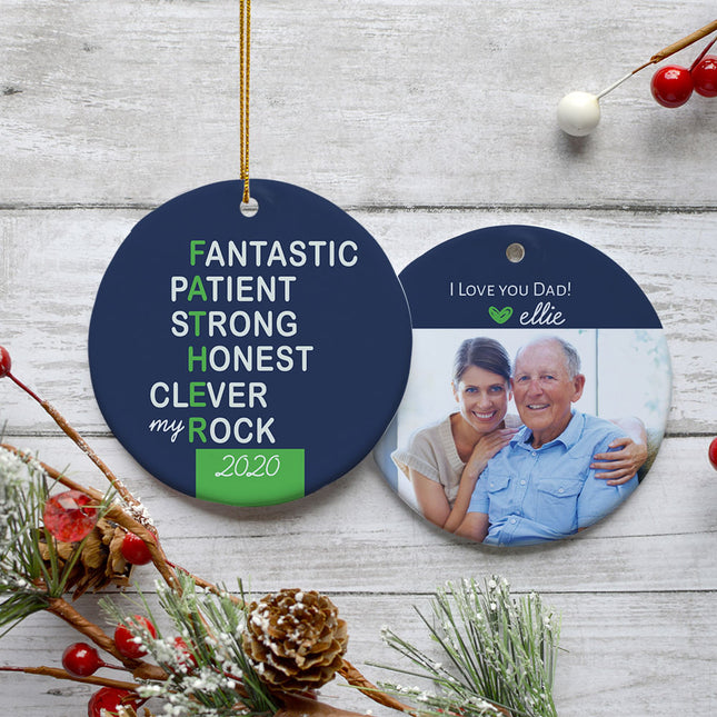 custom personalized meaning of father photo christmas ornament – Christmas ornament, holiday tree decoration or gift
