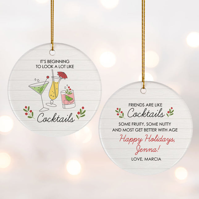 custom personalized friends & cocktails christmas ornament – Christmas ornament, holiday tree decoration or gift