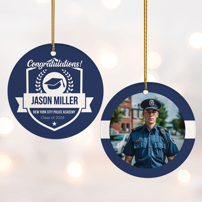 holiday personalized police academy christmas ornament – Christmas ornament, holiday tree decoration or gift