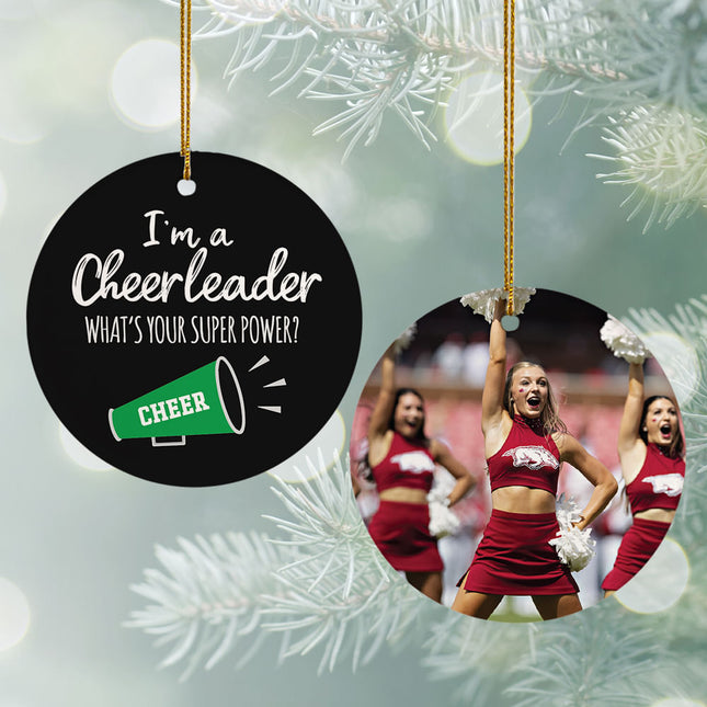 keepsake personalized cheerleader super power photo christmas ornament – Christmas ornament, holiday tree decoration or gift