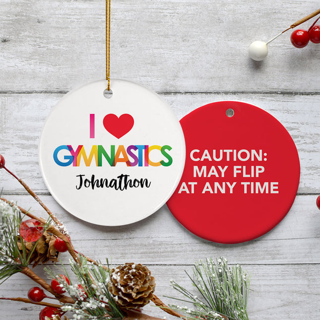 engraved personalized i love gymnastics christmas ornament – Christmas ornament, holiday tree decoration or gift