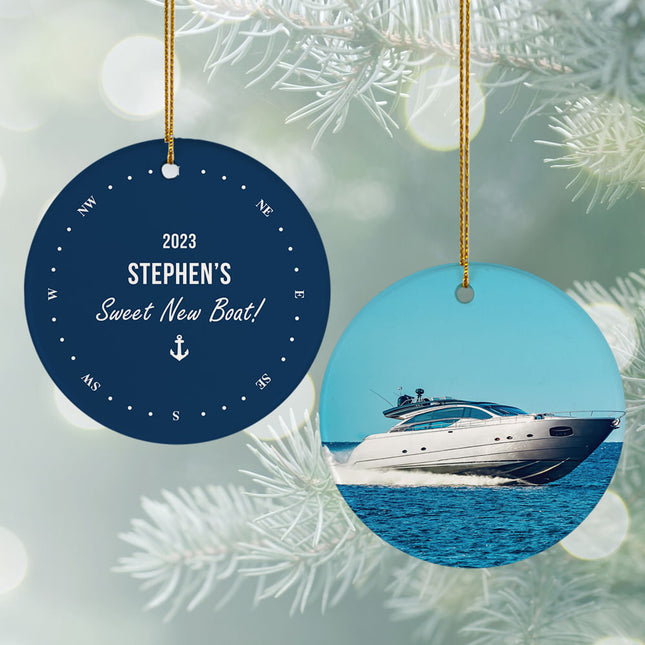 engraved personalized boating christmas ornament – Christmas ornament, holiday tree decoration or gift