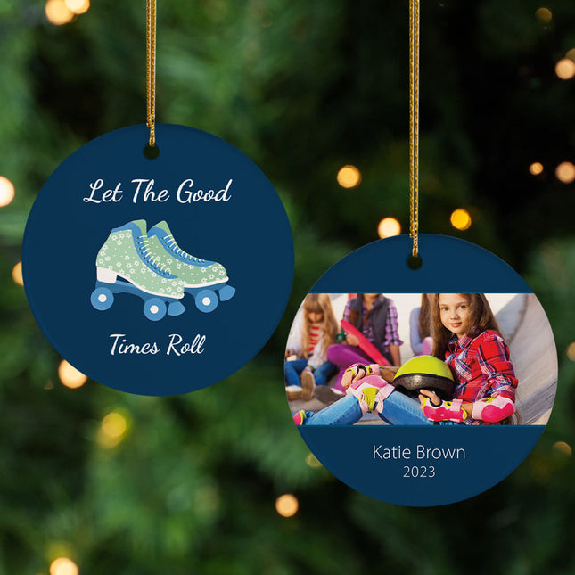 holiday personalized girl skating christmas ornament – Christmas ornament, holiday tree decoration or gift