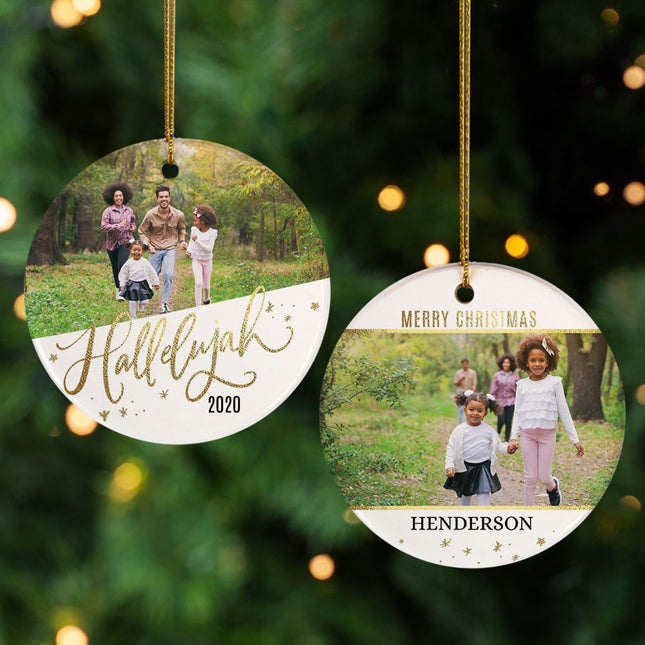 engraved personalized hallelujah christmas photo christmas ornament – Christmas ornament, holiday tree decoration or gift