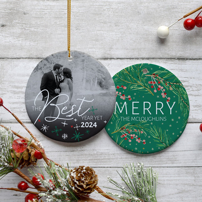 keepsake personalized best year yet christmas ornament – Christmas ornament, holiday tree decoration or gift