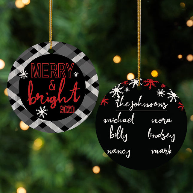 keepsake personalized family of 6 merry and bright chrstimas ornament – Christmas ornament, holiday tree decoration or gift