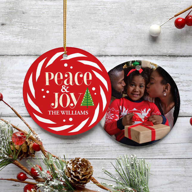 personalized personalized peace & joy christmas ornament – Christmas ornament, holiday tree decoration or gift