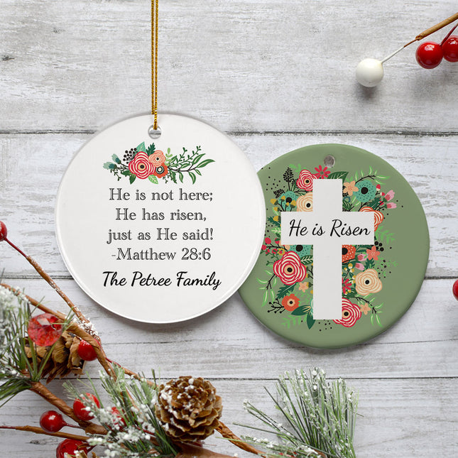 keepsake personalized he is risen cross easter christmas ornament – Christmas ornament, holiday tree decoration or gift