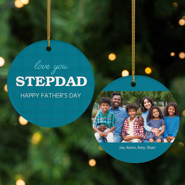 holiday personalized love you step dad photo christmas ornament – Christmas ornament, holiday tree decoration or gift