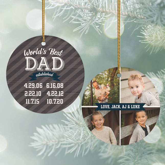 keepsake personalized world's best dad photo christmas ornament – Christmas ornament, holiday tree decoration or gift