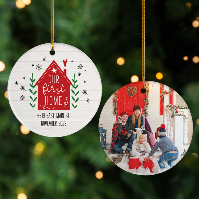 engraved personalized our first home christmas ornament – Christmas ornament, holiday tree decoration or gift