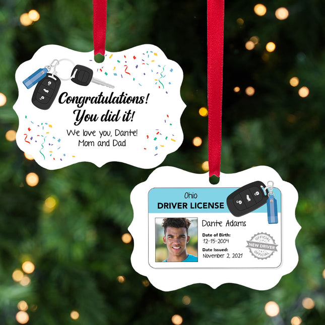 decorative personalized congratulations! new driver boy christmas ornament – Christmas ornament, holiday tree decoration or g
