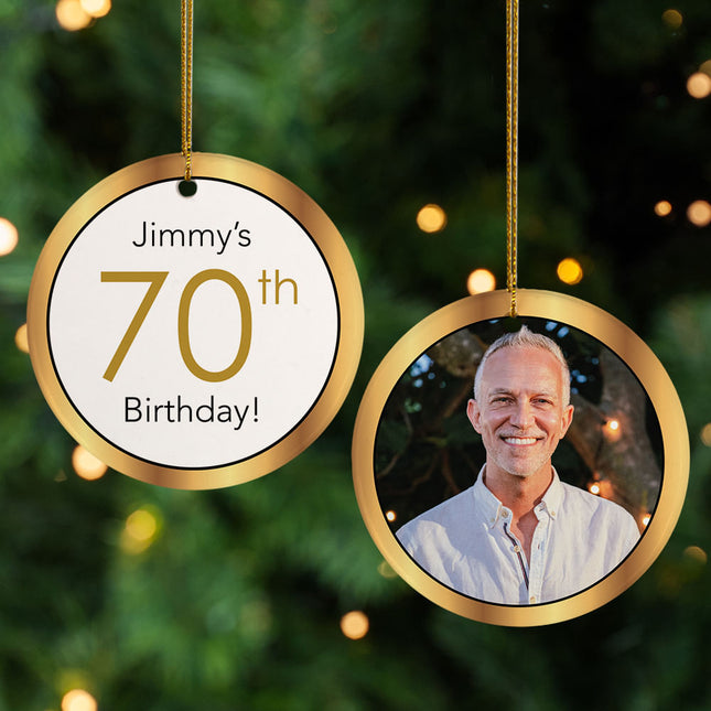 personalized personalized birthday gold christmas ornament – Christmas ornament, holiday tree decoration or gift