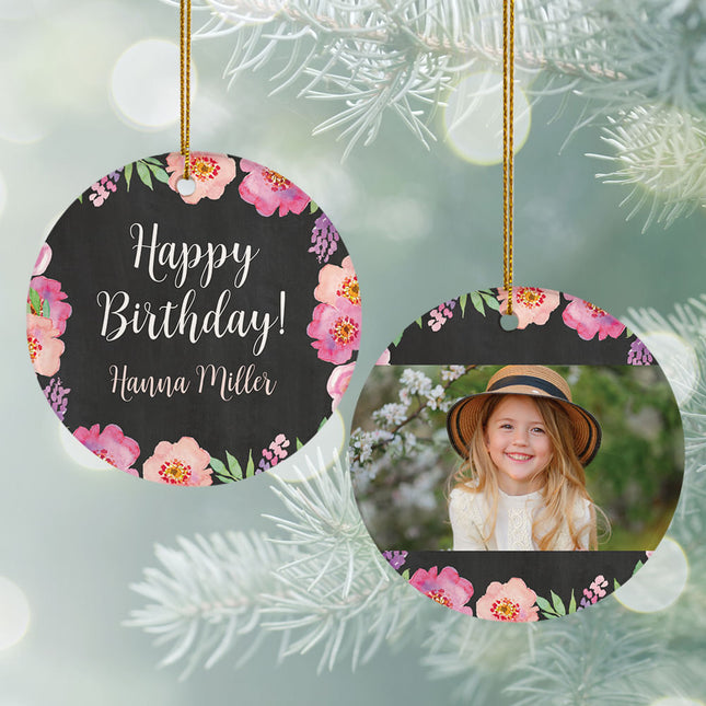 personalized personalized birthday flowers christmas ornament – Christmas ornament, holiday tree decoration or gift