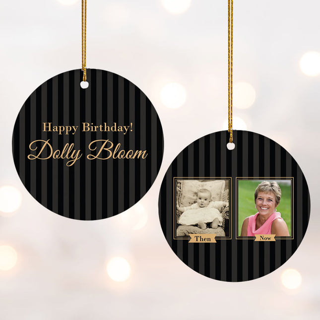 holiday personalized birthday then and now photo christmas ornament – Christmas ornament, holiday tree decoration or gift