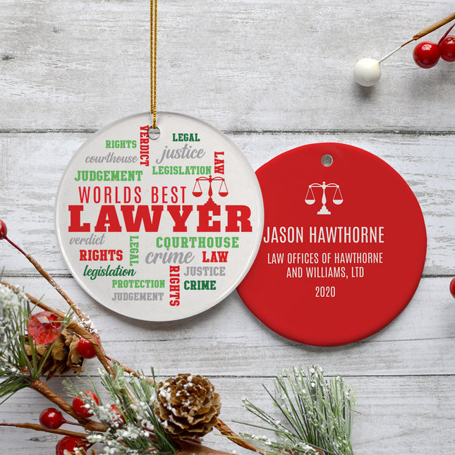 keepsake personalized lawyer word cloud christmas ornament – Christmas ornament, holiday tree decoration or gift