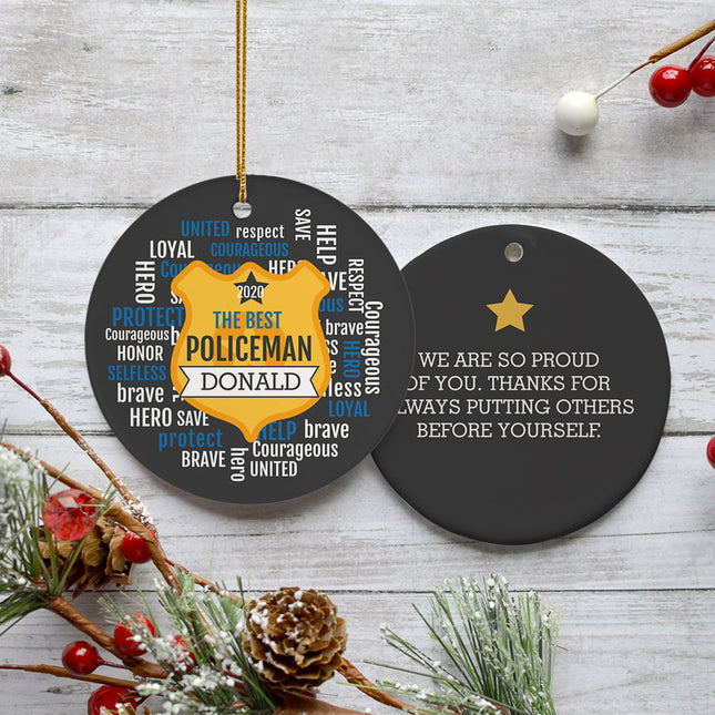 custom personalized best police officer christmas ornament – Christmas ornament, holiday tree decoration or gift