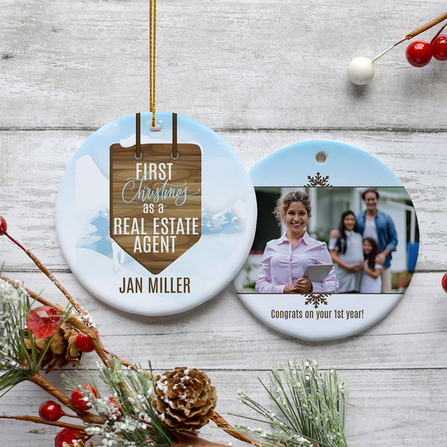 holiday personalized real estate christmas ornament – Christmas ornament, holiday tree decoration or gift